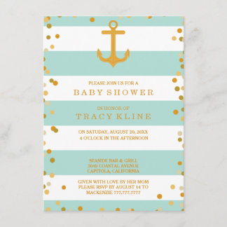 Nautical Stripes and Dots Baby Shower or Sprinkle Invitation