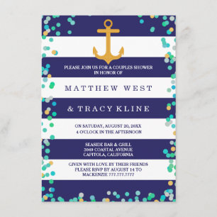 Nautical Stripes and Dots Couples Wedding Shower Invitation