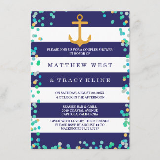 Nautical Stripes and Dots Couples Wedding Shower Invitation
