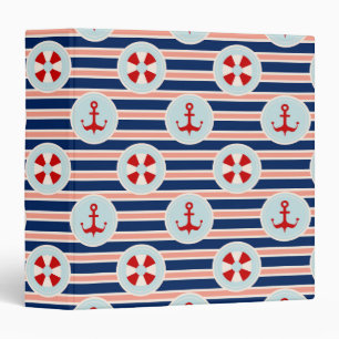 Nautical Stripes And Dots Pattern Binder