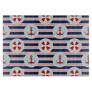 Nautical Stripes And Dots Pattern Cutting Board