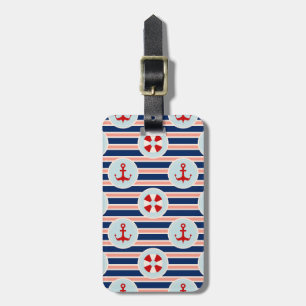 Nautical Stripes And Dots Pattern Luggage Tag