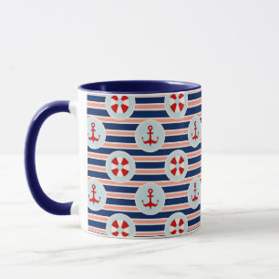 Nautical Stripes And Dots Pattern Mug