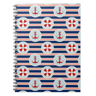Nautical Stripes And Dots Pattern Notebook