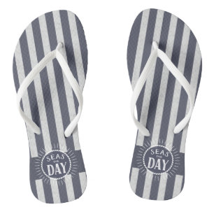 Nautical Stripes and Seas the Day Sunburst Flip Flops