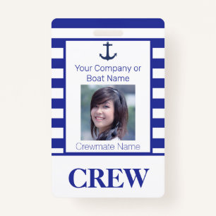 Nautical Stripes Boat Crew Photo ID Badge