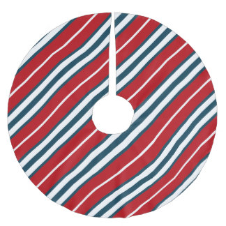 Nautical stripes brushed polyester tree skirt