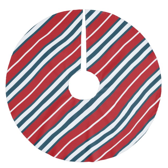 Nautical stripes brushed polyester tree skirt (Front)