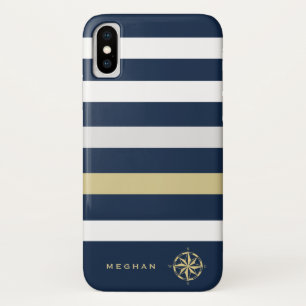 nautical stripes compass monogram Case-Mate iPhone case