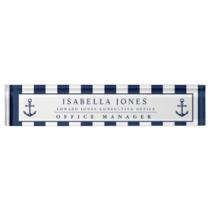 Nautical Stripes Custom Anchor Nameplate