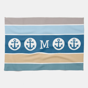 Nautical Stripes custom monogram hand towel