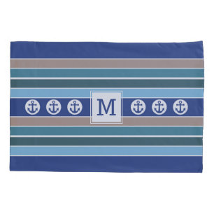 Nautical Stripes custom monogram pillowcases