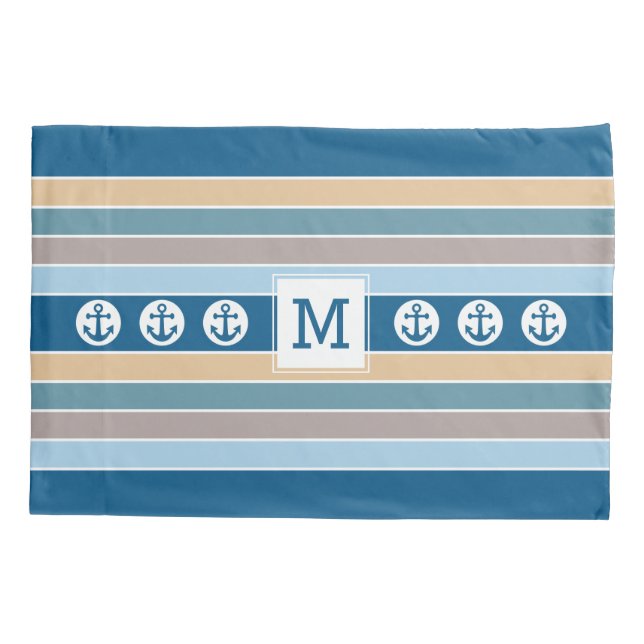 Nautical Stripes custom monogram pillowcases (Back)