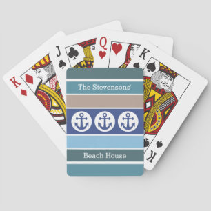 Nautical Stripes custom text playing cards