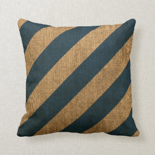 Nautical Stripes in Deep Sea Blue Throw Pillow