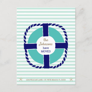Nautical Stripes Moved to Florida New Address Announcement Postcard