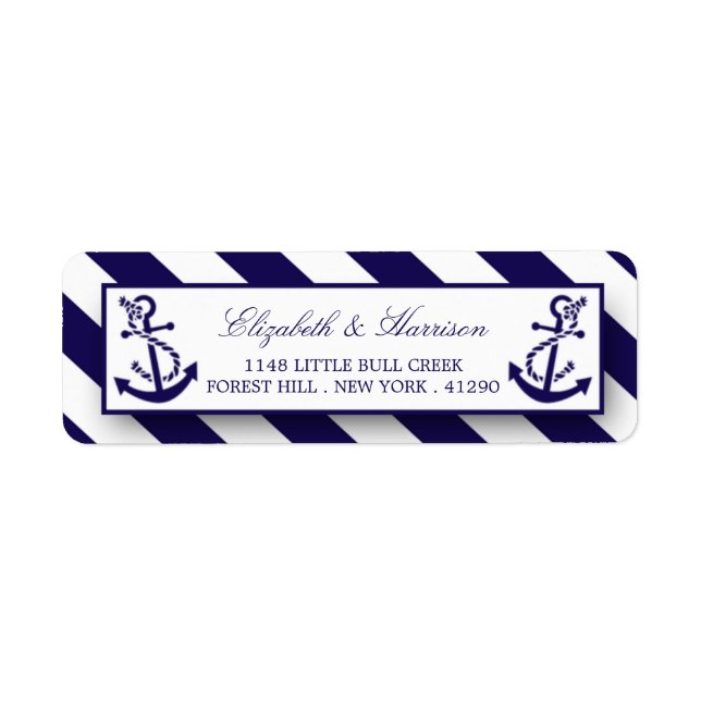 Nautical Stripes & Navy Blue Anchor Wedding (Front)