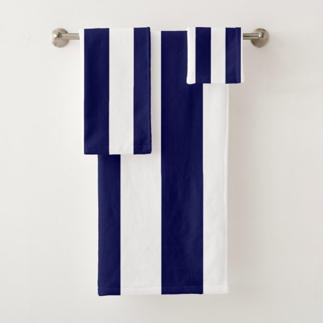 Nautical Stripes Navy Blue and White  (En situation)