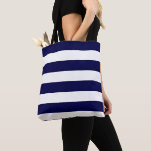 Nautical Stripes Navy Blue and White  Tote Bag