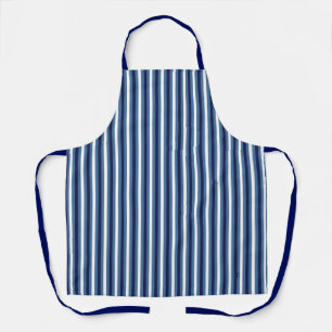 Nautical Stripes Navy Smokey Blue Crisp White Apron