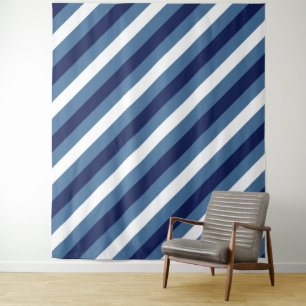 Nautical Stripes Navy Smokey Blue Crisp White  Tapestry