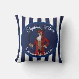 Nautical Stripes Party Pirate Boy  Throw Pillow