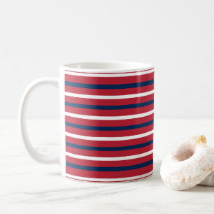Nautical Stripes Red Blue White Lines Geometric Coffee Mug
