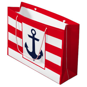 Nautical Stripes   Red Large Gift Bag
