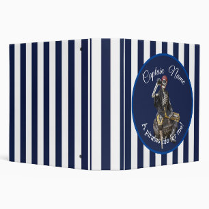 Nautical Stripes Rum Skeleton Party Pirates Binder