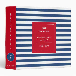 Nautical Stripes School or Homeschool Portfolio Binder