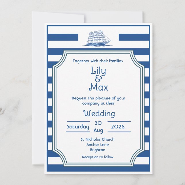 Nautical Stripes - Wedding invitation (Front)