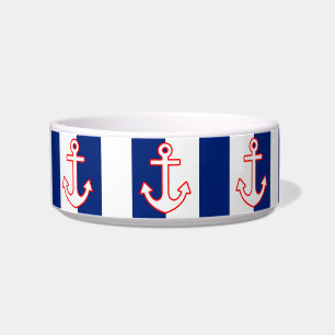 Nautical Style Anchor on Stripes Bowl
