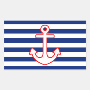 Nautical Style Anchor on Stripes Decor Sticker