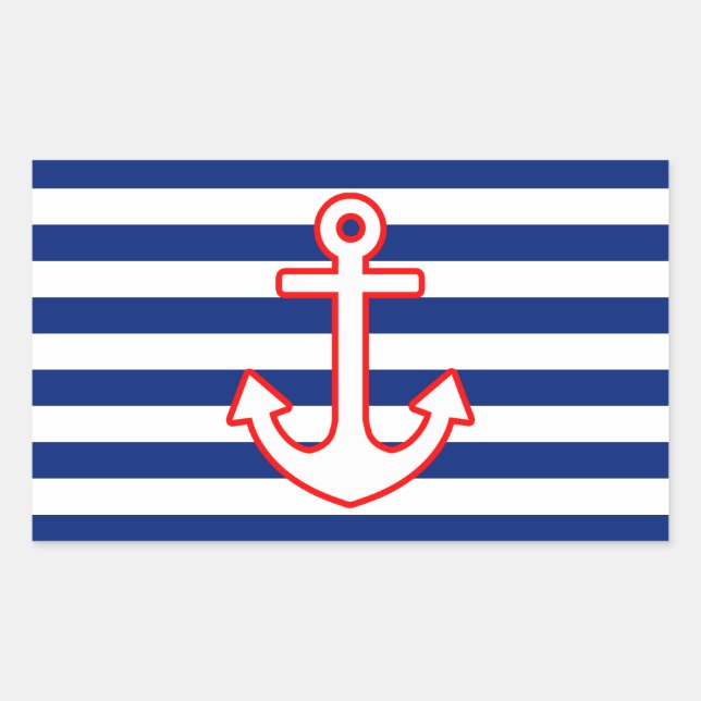Nautical Style Anchor on Stripes Decor Sticker (Front)