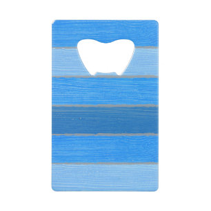 Nautical style blue painted wood credit card bottle opener