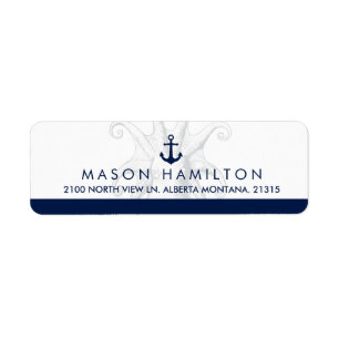 Nautical Style Octopus and Anchor   Return Address