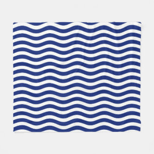 Nautical Style Wavy Stripes Decor Fleece Blanket