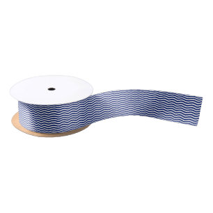Nautical Style Wavy Stripes Decor Satin Ribbon