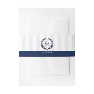 Nautical Style Wedding Custom Monograms Invitation Belly Band