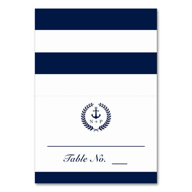 Nautical Style Wedding Table Escort Table Number (Front)