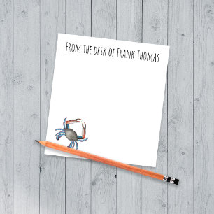 Nautical Stylish Nature Simple Blue Crab  Notepad