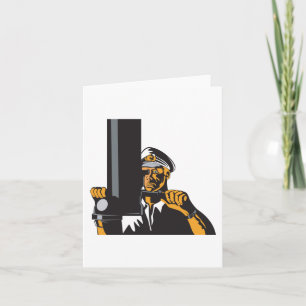 Nautical Submarine Captain Using Periscope Card