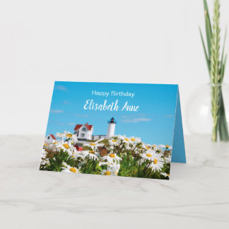 Nautical Summer Birthday Nubble Maine Lighthouse Card