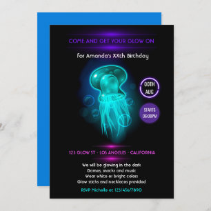Nautical Summer Glow in the Dark Neon Party Invitation