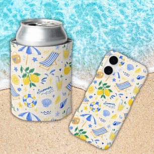 Nautical Summer Lemon Cute  Can Cooler