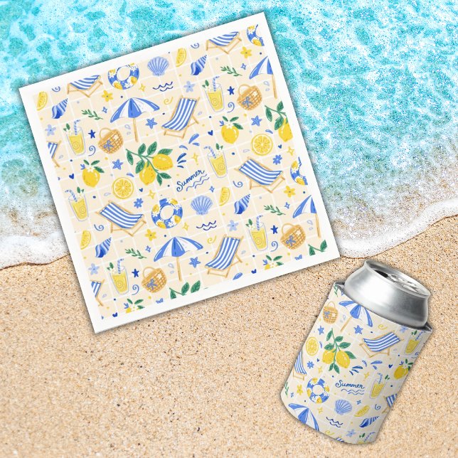 Nautical Summer Lemon Cute  Napkin (Creator Uploaded)