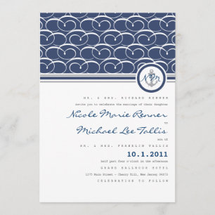 Nautical Swirls Monogram Wedding Invitation