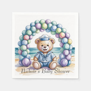 Nautical Teddy Bear Beach Boy Baby Shower Napkin