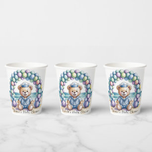 Nautical Teddy Bear Beach Boy Baby Shower Paper Cups