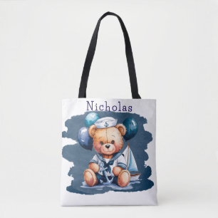 Nautical Teddy Bear Delight Boy Baby Shower Gift Tote Bag